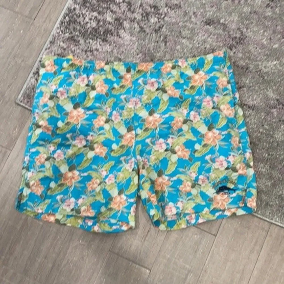 Tommy Bahama Men's Blue Floral Print Swim Trunks Board Shorts Sz L - Picture 1 of 6